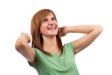 Fototapeta premium Teenage girl isolated on white