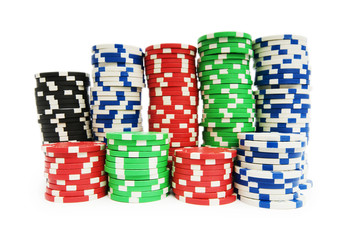 Casino chips isolated on the white background