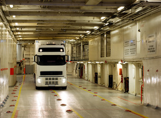 The truck in the ferry