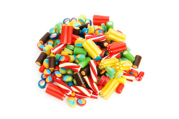 Colourful sweets isolated on the white background