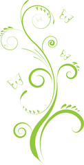 Green floral ornament with butterflies