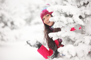 Fototapeta na wymiar play snowballs