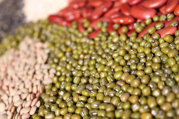 beans, mung beans selective focus
