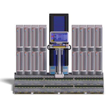 a historic science fiction computer or mainframe. 3D rendering w