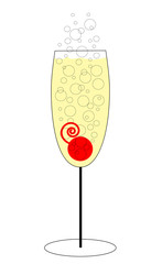 Champagne with Cherry Garnish