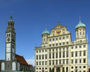 Obraz premium Augsburg, Rathaus mit Perlachturm