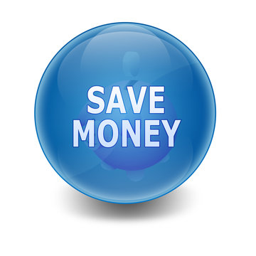 Esfera brillante con texto "SAVE MONEY"