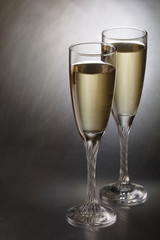 champagne glass on metal background