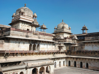 Court of the Raj Mahal palace at Orcha ,India,Madhya Pradesh - obrazy, fototapety, plakaty