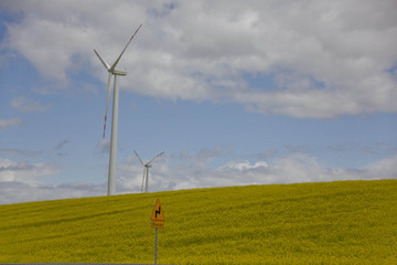 wind turbine on field
