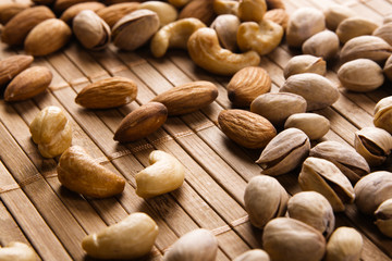 Cashew, almond and pistachios closeup photo
