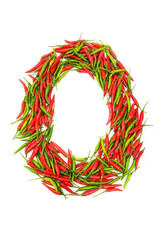 Alphabet with green and red peppers - letter