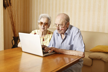 Fototapeta premium elderly couple with laptop