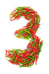 Numbers with green and red peppers - number