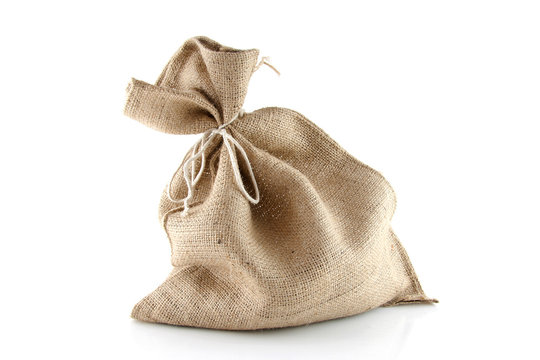 jute bag over white background