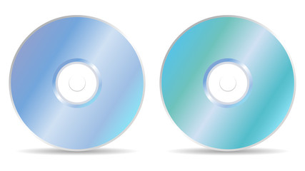 cd or dvd set in two colors, blue and green