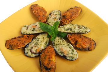 Assiettes de moules farcies
