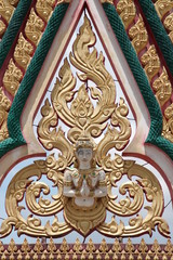 Fototapeta na wymiar art on gable of temple, Wat ban kor, Mahasarakam