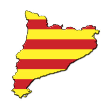 Silueta Cataluña en relieve con colores bandera