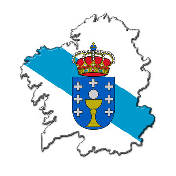 Silueta Galicia en relieve con colores bandera