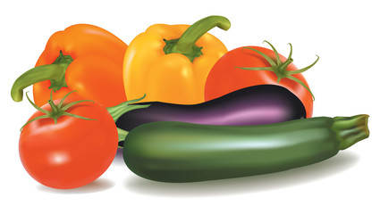 Group of vegetables. Vector.