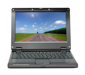 laptop with infinity road