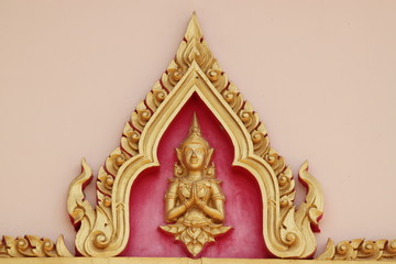 art on wall of temple, Wat ban kor, Mahasarakam