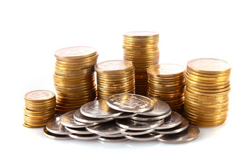 Coins isolated on white