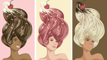 Beautiful women with ice cream hair - 24207147