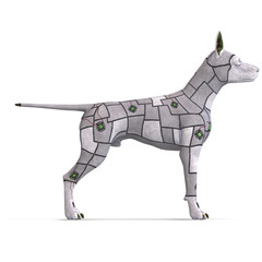 electronical scifi dog of the future. 3D rendering with clipping