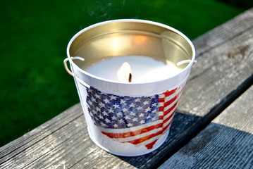 Spirit Candle Lit on a Deck