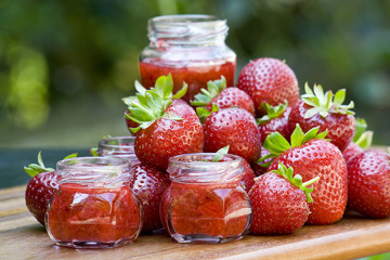 strawberry jam and fresh strawberries