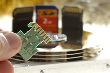 SD Speicherkarten mit Platine und Hard Drive