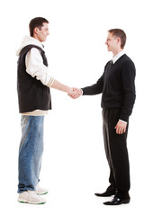 hip-hop man greeting with businessman