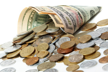 horn from dollar denominations with fine coins