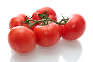 Tomatoes with a branch, isolated.