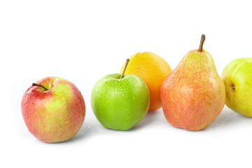 fresh fruits on the white