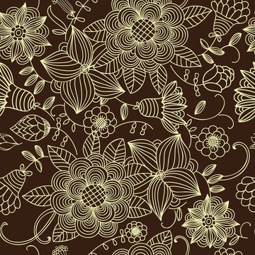 Seamless vector texture with flowers © Godami