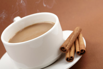 cup of coffee with cinnamon