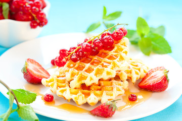 Fototapeta na wymiar Waffles with berries