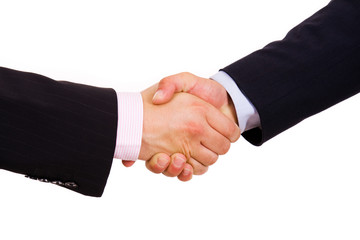 Fototapeta na wymiar Business men hand shake in white background