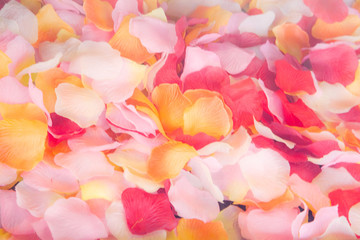 Background from  artificial petals of roses