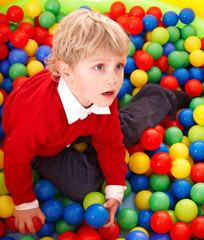 Fototapeta na wymiar Child in colourful balls.