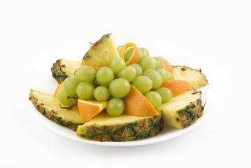 Fresh Pineapple Grapes and Oranges
