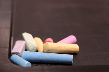 Colored chalk on blackboard