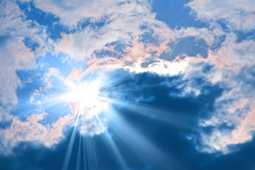 sun with rays and clouds