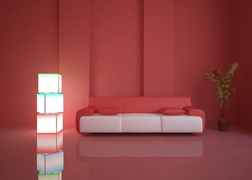 red interior composition