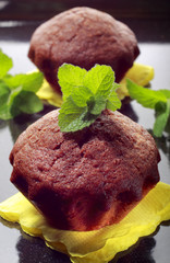 Two chocolate muffins
