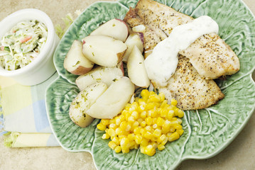 Broiled Tilapia Fish Dinner
