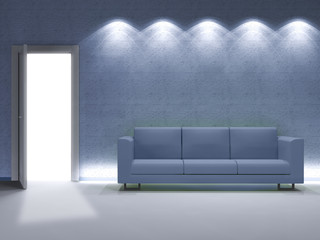 minimal blu living room